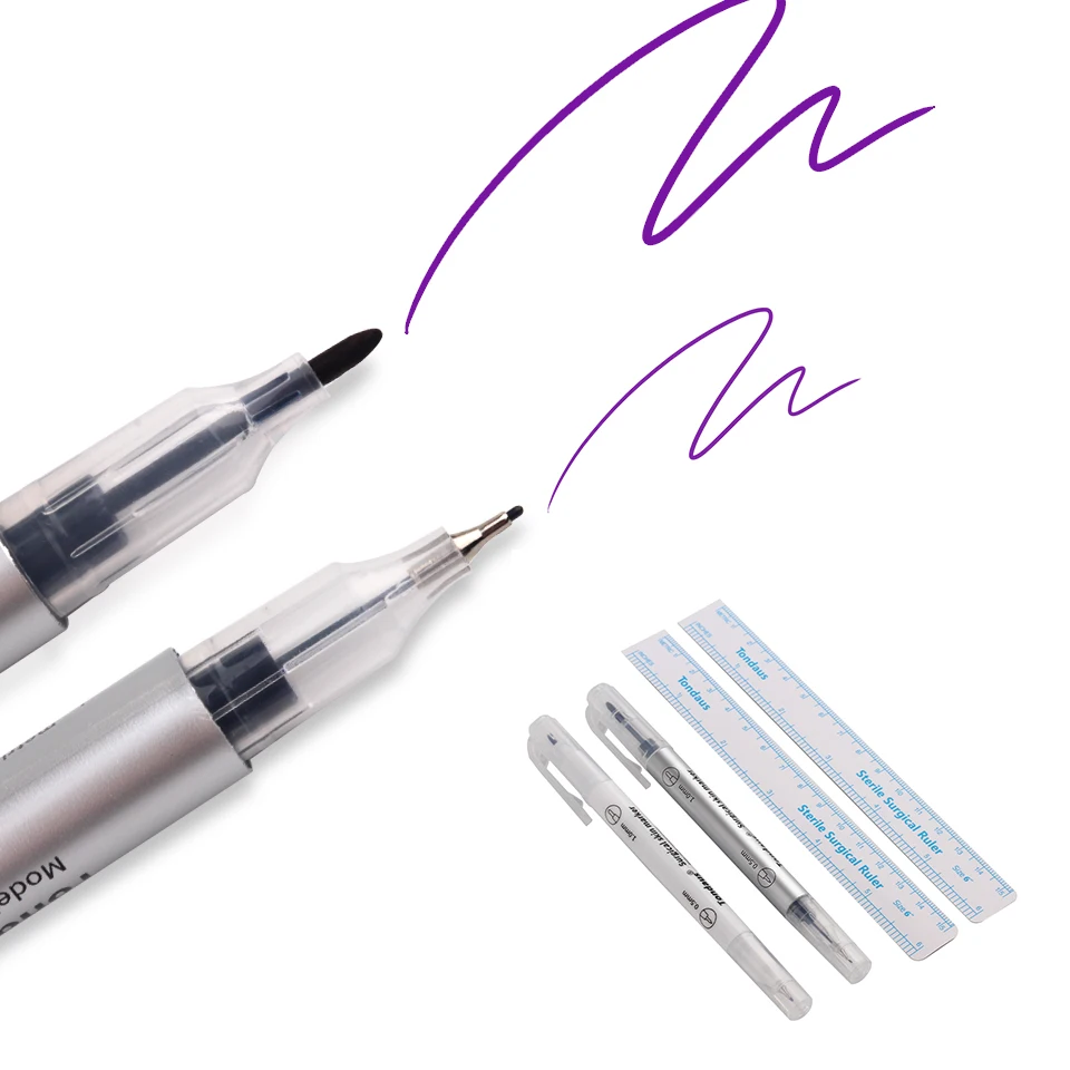 Tattoo Skin Marker Pen Tool Accessories Surgical Skin Marker for Eyebrow 0.5mm/1mm Fixed Point Pen with Ruler Set Tools