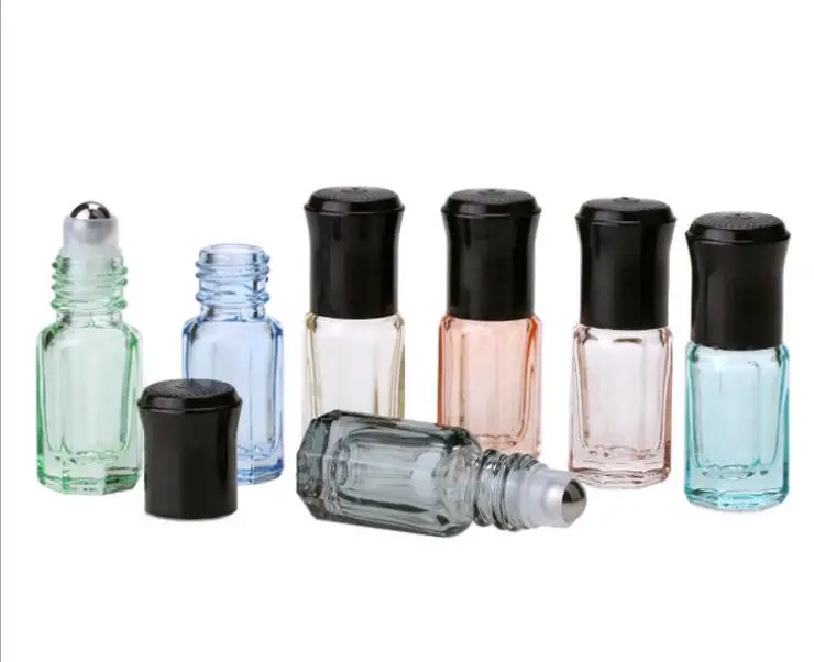 

3ml New Colorful Octagonal Roll On Beads Bottle Essential Oil Bottle 100pcs/lot