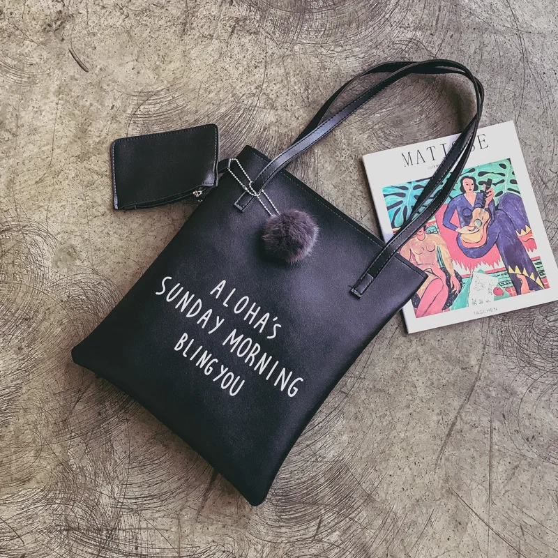 

Winter Korean-style Fashion Furry Ball Picture-in-One-Shoulder Large Bag Versatile Women's Hand Casual WOMEN'S Bag Shopping Bag