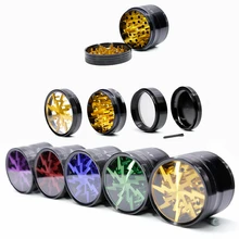 Mais recente 63mm 4 camadas de liga de alumínio spice erva cortador transparente fumar erva cortador em forma de relâmpago moedor de tabaco