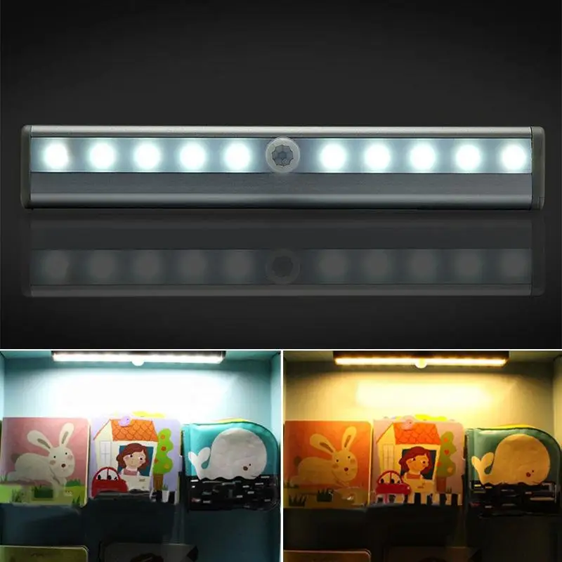 

Wireless PIR Motion Sensor 10 LED Battery Powered Light Drawer Wardrobe