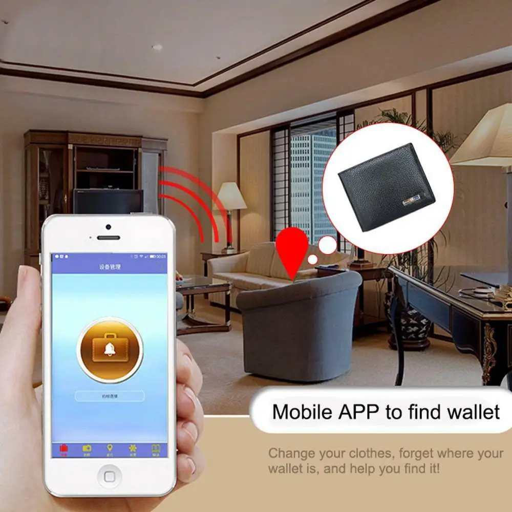 Новейшая мода для мужчин Смарт Bluetooth кошелек анти-потеря gps позиционирования камера видео дистанционное управление