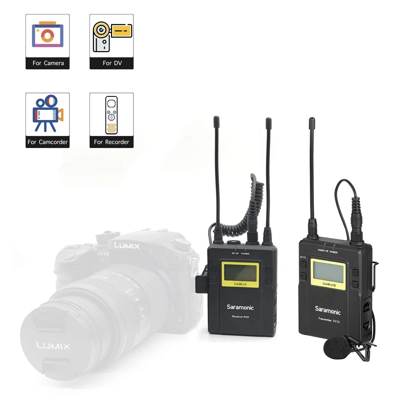 Saramonic Uwmic9(Rx9+ Tx9) вещание Uhf Беспроводной петличный микрофон система для Dslr камеры микрофон для видеокамер Микрофон Canon