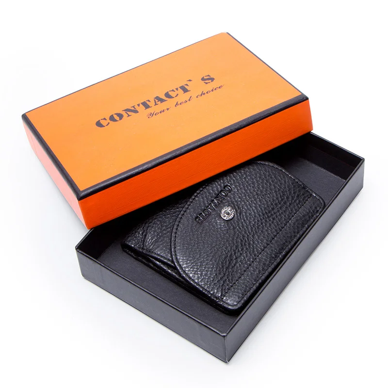 Контактный Женский кошелек из натуральной кожи, маленький кошелек для монет, фирменный дизайн, держатель для карт, кошельки, мини-сумочка для денег для дам, Carteras - Цвет: Black Box