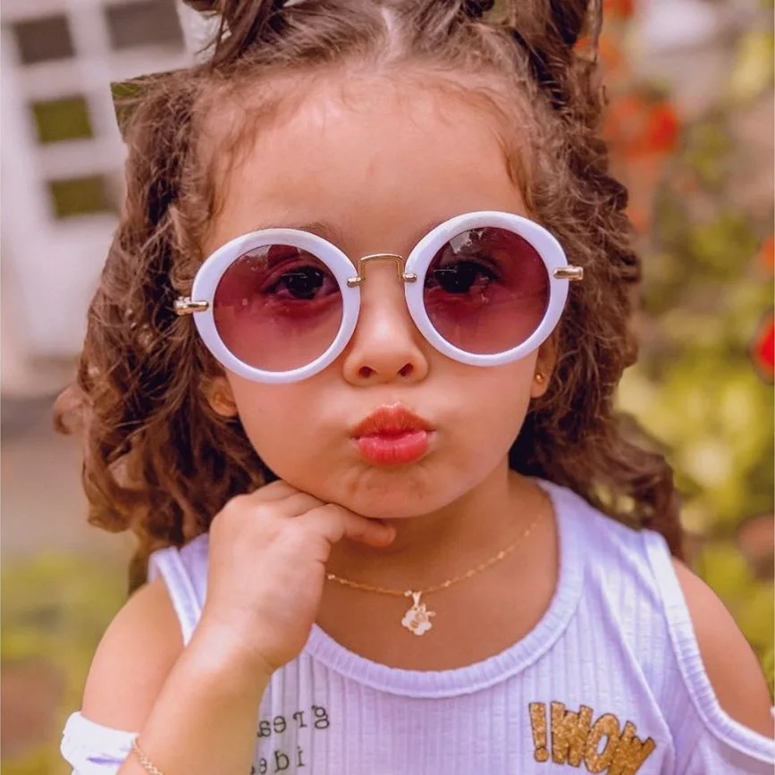 Children Round Lens Metal Frame Sunglasses Boys Girls Uv400 Kids