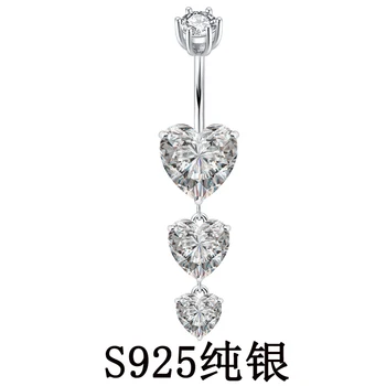

925 sterling silver belly button ring heart cubic zircon navel belly piercing jewelry
