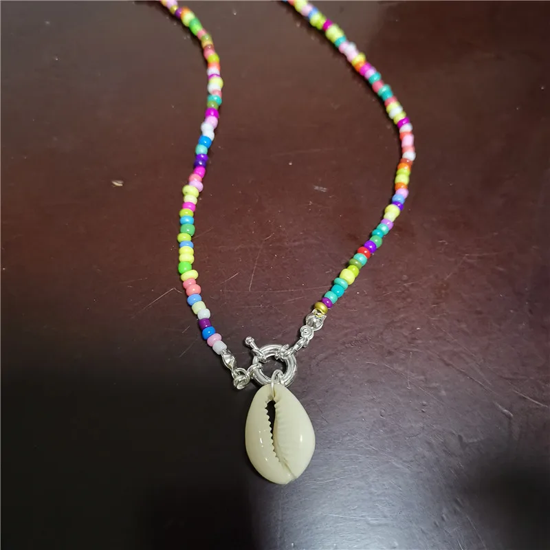 Модный разноцветный бисер раковина Каури колье ожерелье для женщин эффектный кулон с искусственным жемчугом воротники-ожерелья Колье