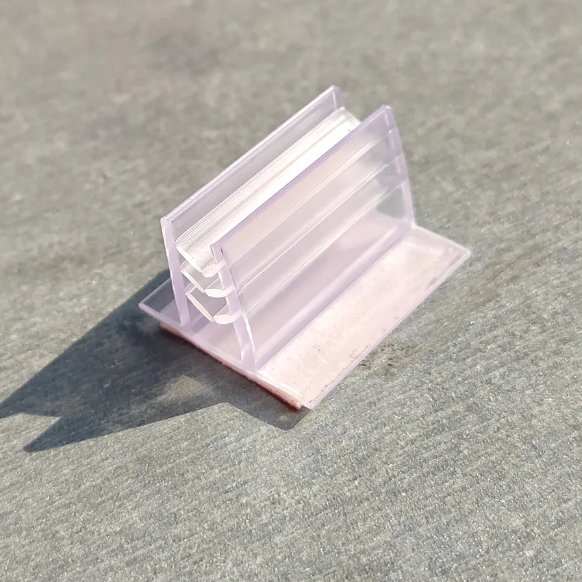 Plastic Soft Tooth Grip Display Clamp Clip Holder Stand for Advertising Promotion Poster Card Adhesive Tape on Base 100pcs