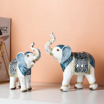 

European Resin Elephant Sculpture Decoration American Living Room Wine Cabinet Display Home Decoration Accessories Wedding Gift