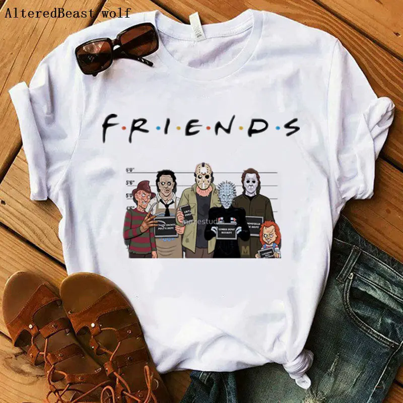 Забавная модная футболка с надписью FRIENDS в стиле Харадзюку Женская Повседневная