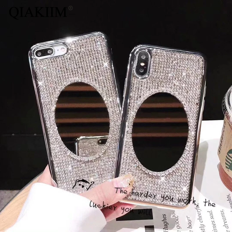 Блестящий чехол со стразами для iphone XS MAX XR 10X7 8 Plus 6 6s мягкая Бриллиантовая
