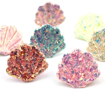

42Pcs 3.8*4.3cm Glitter colorful Shell shape Padded Appliques for Kids headwear Decor or birthday Cake Insert Cards accessories