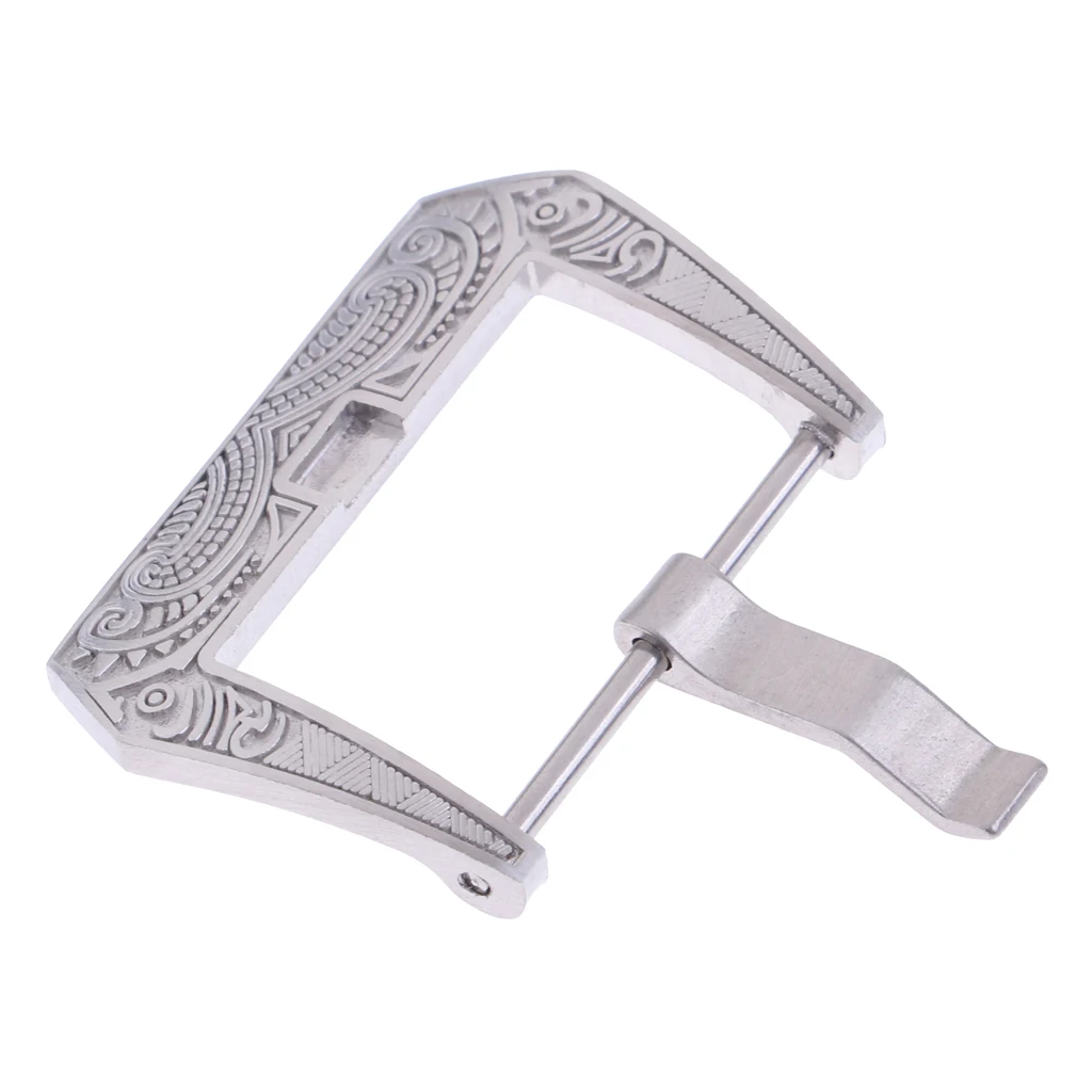 Flower Engraving Steel Screw-In Watch Buckle 22mm Replacement Clasp Crafts