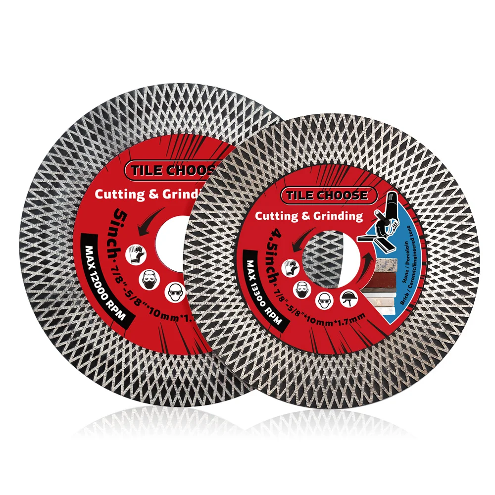 4 4 5 56 mesh rim turbo diamond saw blade super shin diamond porcelain blade tile blade for cutting porcelain marbles tiles Dia 4.5-5  Diamond Turbo Saw Blade Tile Blade Porcelain Diamond Blade For Cutting And Grinding Granite Marble Tile