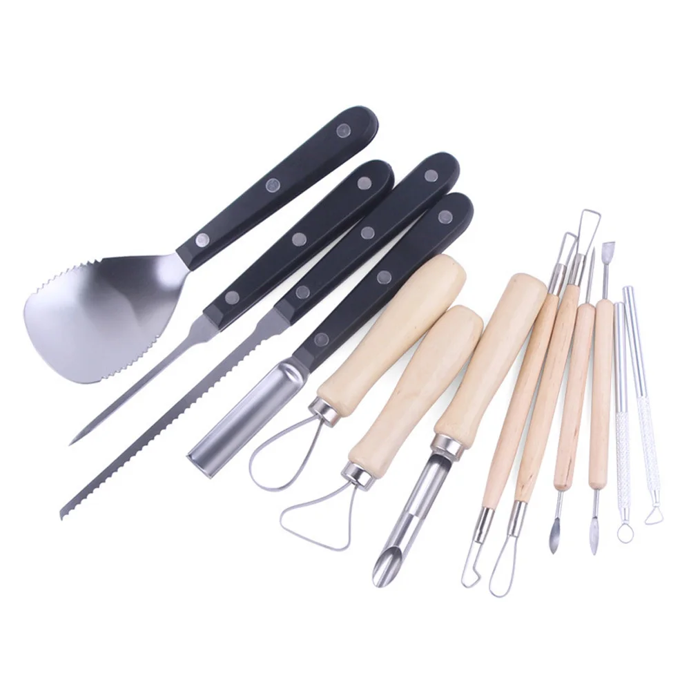 13pcs 5~ 15 шт./компл. Профессиональный Нержавеющая сталь вырезания тыквы комплект Многофункциональный Хэллоуин гравировка Кухня аксессуары для взрослых - Цвет: 13pcs