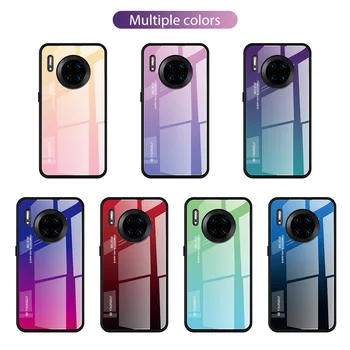 

Gradient Rainbow Phone Case for Huawei P30 Pro P Smart 2019 Stained Tempered Glass Case for Huawei Mate 30 Pro P20 Lite Nova 4 3