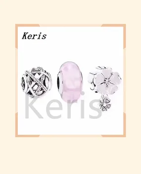 

100% 925 silver natural sterling flower flower flower glass beads charm retro charming set present free shipping