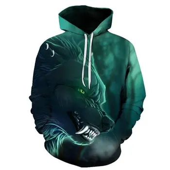 

2019 New Design Mens Hoodies 3D Print Wolf Hoodie Man Fashion Brand Casual Hoodie Sweatshirt Hip Hop Male Hoody Tracksuit Autumn