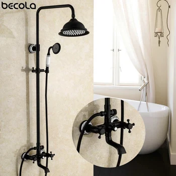 

BECOLA Bronze/Matt Black Shower Brass Shower Faucet Set Single Ceramic Antique Brass Shower Head Antique Shower Set