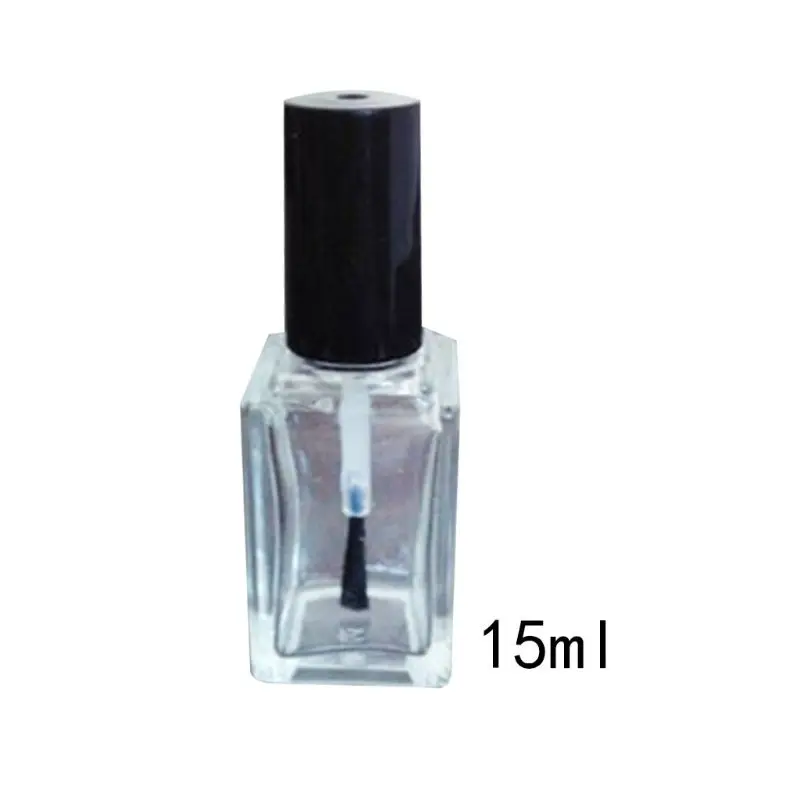 

3/5/10/15ml Empty Nail Polish Glass Bottle Clear Portable UV Gel Container Refilled Storage Box Square Round Makeup Tube Brush