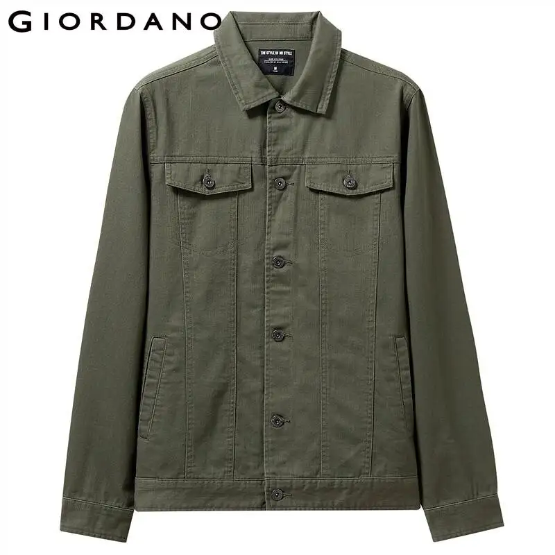 Giordano мужская джинсовая классическая рубашка с накладными карманами из натурального хлопка