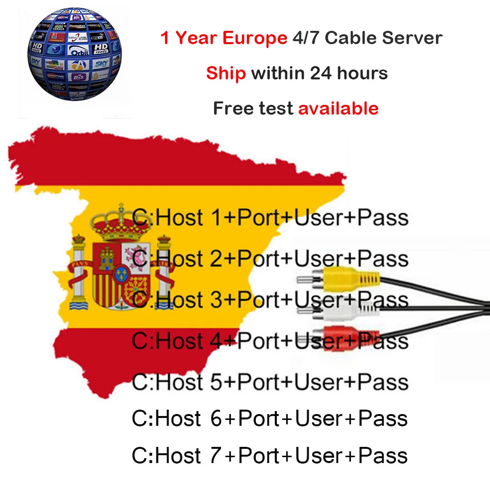 

TV Receiver cams europa HD DVB-S2 Spain lines for 1 Year support TV Receiver GTmedia V8 Nova V7S V9 Freesat V7 Ccam free test