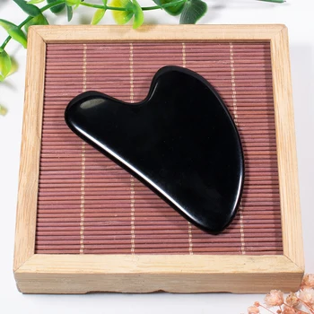 

1pcs Guasha Board Scraping Massage Tools Natural Black Obsidian Jade Facial Massage SPA Scraper Stone For Face Neck Cheek