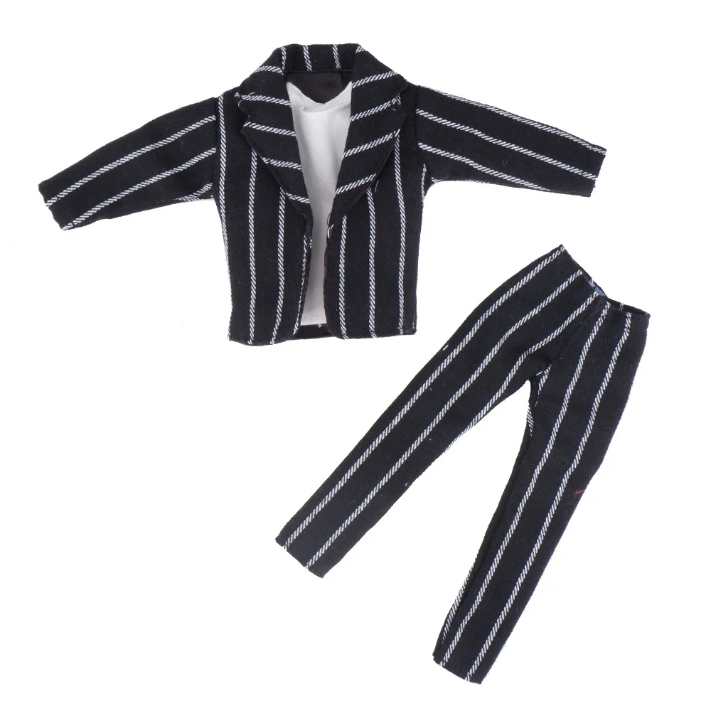 1set-Ken-Doll-Cloth-Boyfriend-Ken-Wedding-Suit-Black-Gray-Strap-Coat-Jacket-Trousers-T-shirt (1)