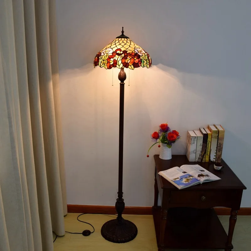 

40cm Nordic living room dining room floor lamp bar American Tiffany color rose glass lamp