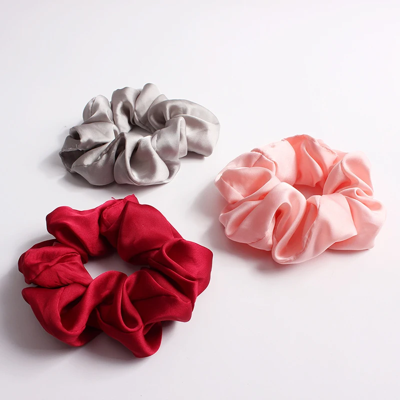 Satin Hair Scrunchies Women Scrunchie Pack Women Elastic Hair Bands Girls Headwear Solid Silky Donut Grip Loop Ponytail Holder