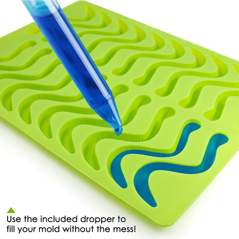 Силиконовая форма для шоколада в виде мастических змеиных червей 20 ячеек сахара