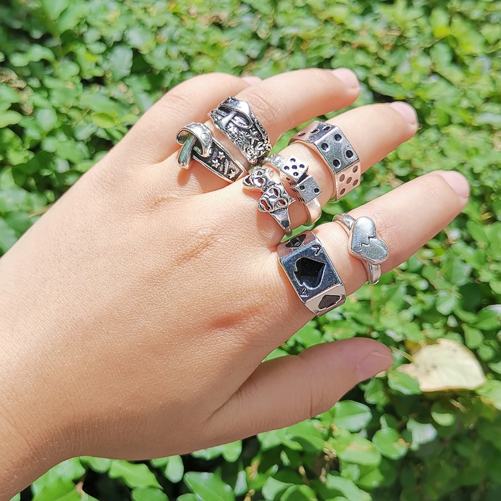 Skull Heart Flower Angel Rings For Women Silver Finger Rings finger ring,silver ring