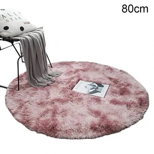Пушистый круглый ковер ковры для гостиной Декор ковры из искусственного меха детская комната длинные плюшевые Коврики для спальни мохнатый ковер современные коврики - Цвет: Pink 80CM