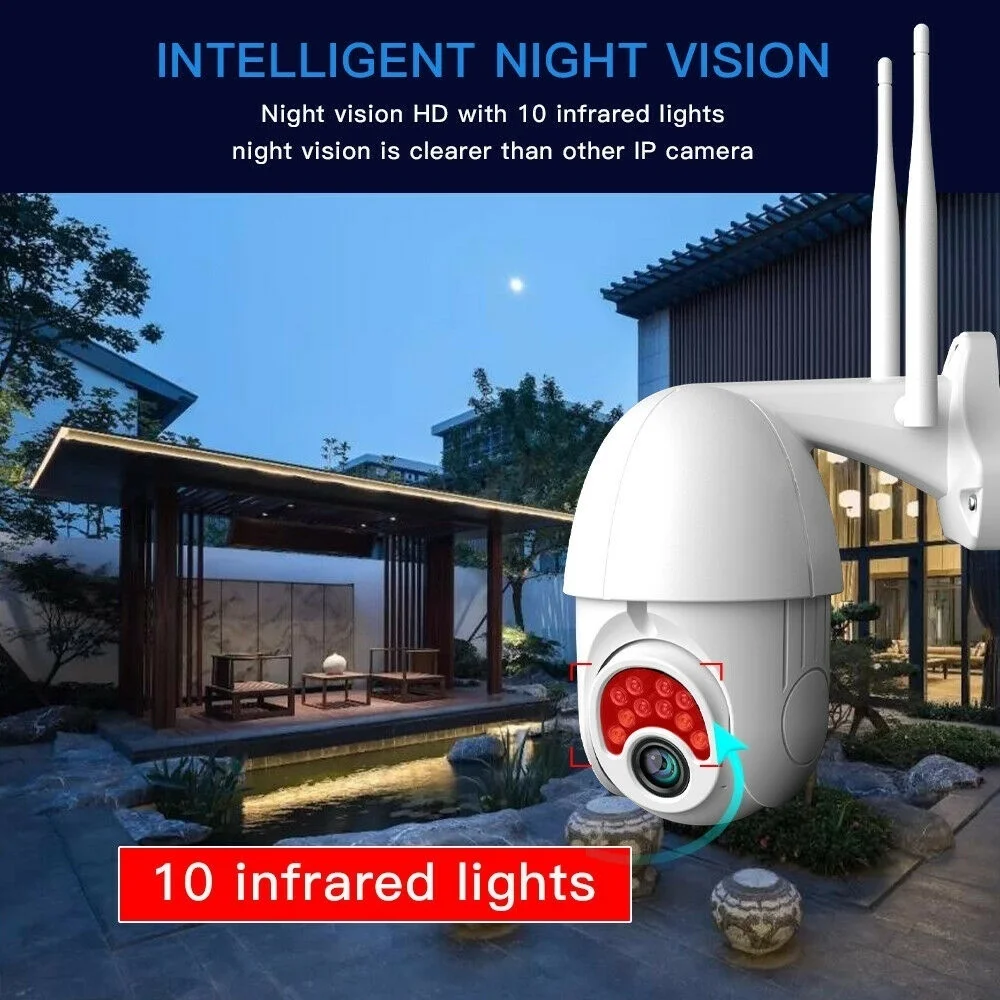 Камера видеонаблюдения IP Камера с Onvif WiFi 2MP 1080P Беспроводной Скорость купольная PTZ CCTV ИК Открытый NetCam»+ 16/32/64 GB tf-карта