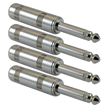 

1/4 inch Plugs for Speaker Cables, Patch Cables, Snakes - TS Male Mono 1/4 Inch Phono 6.m Phone Plug Bulk - 4 PACK