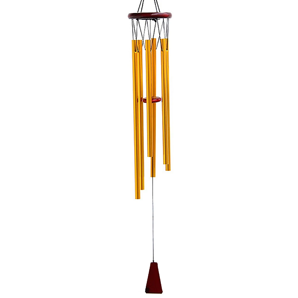 6 Трубок Windchimes Часовня Колокольчик музыка ветра дверь Настенный декор Сад домашний декор античный удивительный Грация глубокий резонансный - Цвет: Золотой