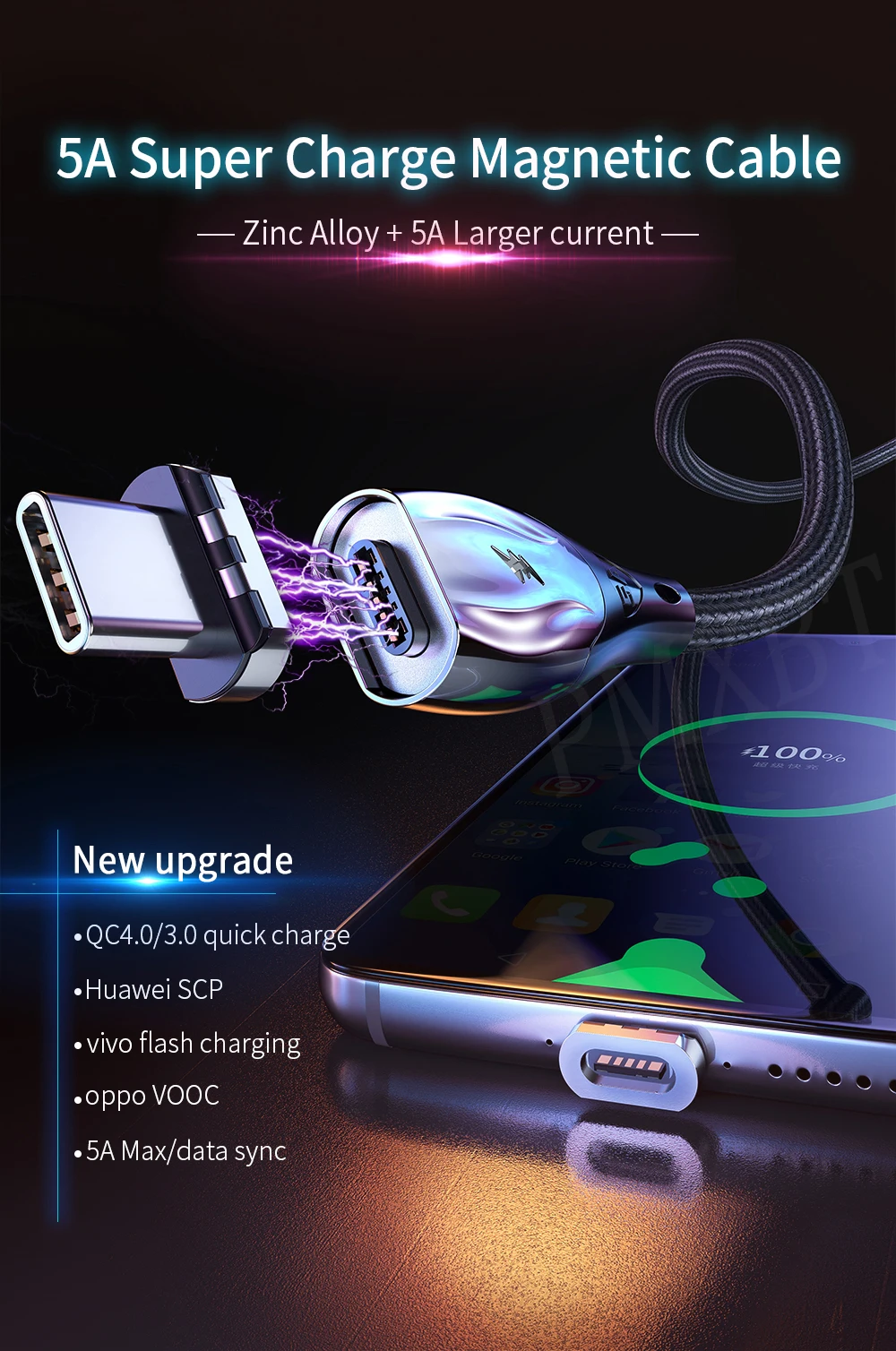 Магнитный кабель type C USB 5A, супер быстрая зарядка, кабели для передачи данных для huawei P30 P20 mate 20 Pro Lite, зарядное устройство для телефона, магнитный шнур USB C