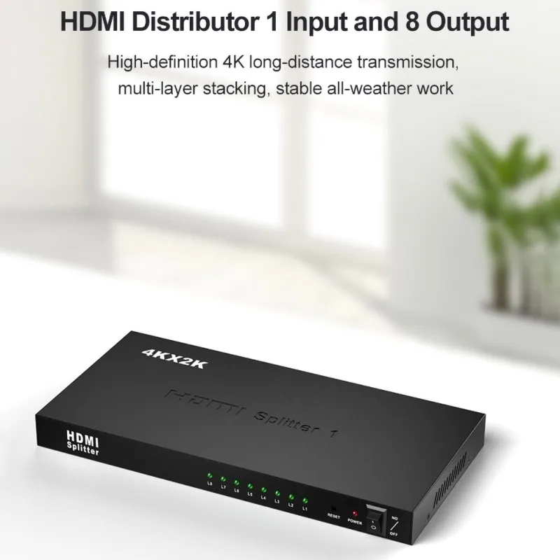  8way Hdmi Splitter Audio Video Distributore Amplificatore con Il Caricatore Supporto Full Hd 3D 4K 