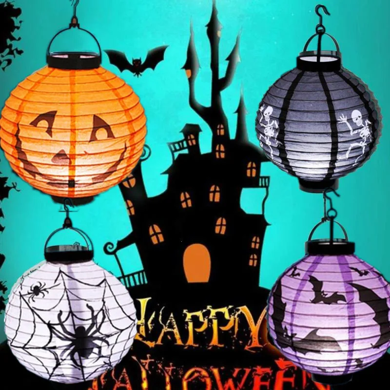 

1pcs Halloween Decoration LED Paper Pumpkin Hanging Lantern Light Lamp Halloween Decorations for Home Horror Lantern Supplies