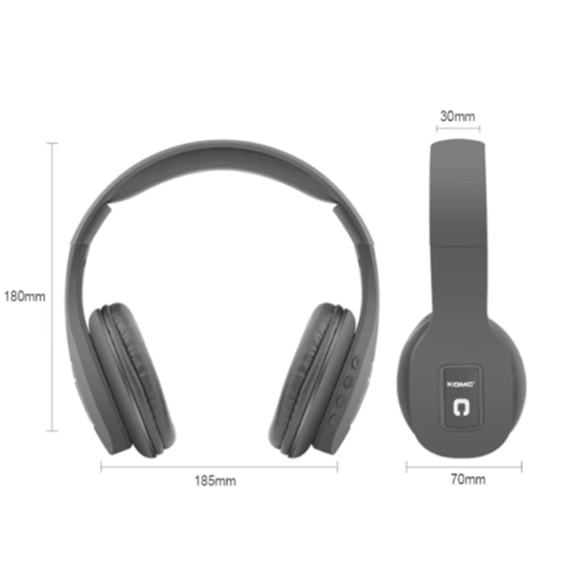 KOMC Bluetooth Headphone Wireless Headphones Sports Running Headset with Aux Cable Stereo HD Mic for iPhone Smartphone