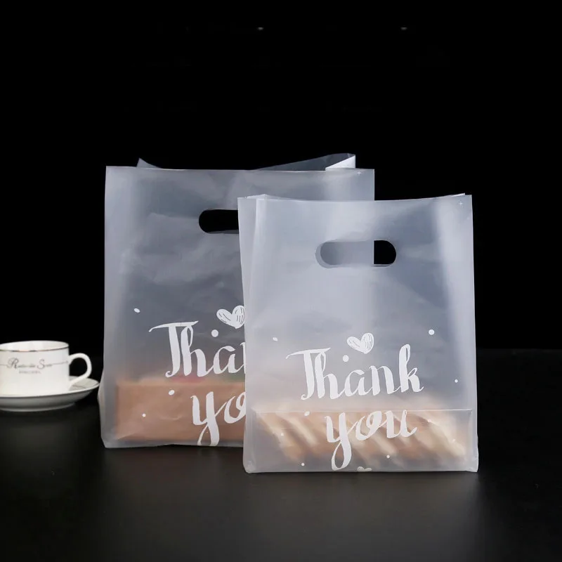 

50pcs Thank You Baking Bread Biscuit Bag Frosted Takeaway Food Wrapping Shopping Bag Candy Cookie Party Favor Plastic Gift Bag