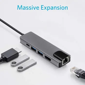 

Type-C Docking Station Hdmi Phone Rj45Air For Macbookpro Converter Type-C To Hdmi Usb x 2 Lan Docking Station