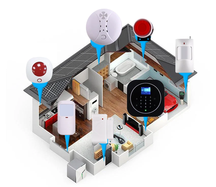 Беспроводной Wi-Fi Смарт-приложение управление Tuya домашняя SIM Охранная GSM сигнализация домашняя безопасная RFID сенсорная клавиатура 433 МГц сенсор комплект