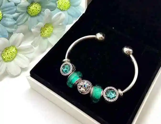 

high quality 1:1 100% 925 silver sterling and green vitrified accounts free cat eye cuff links