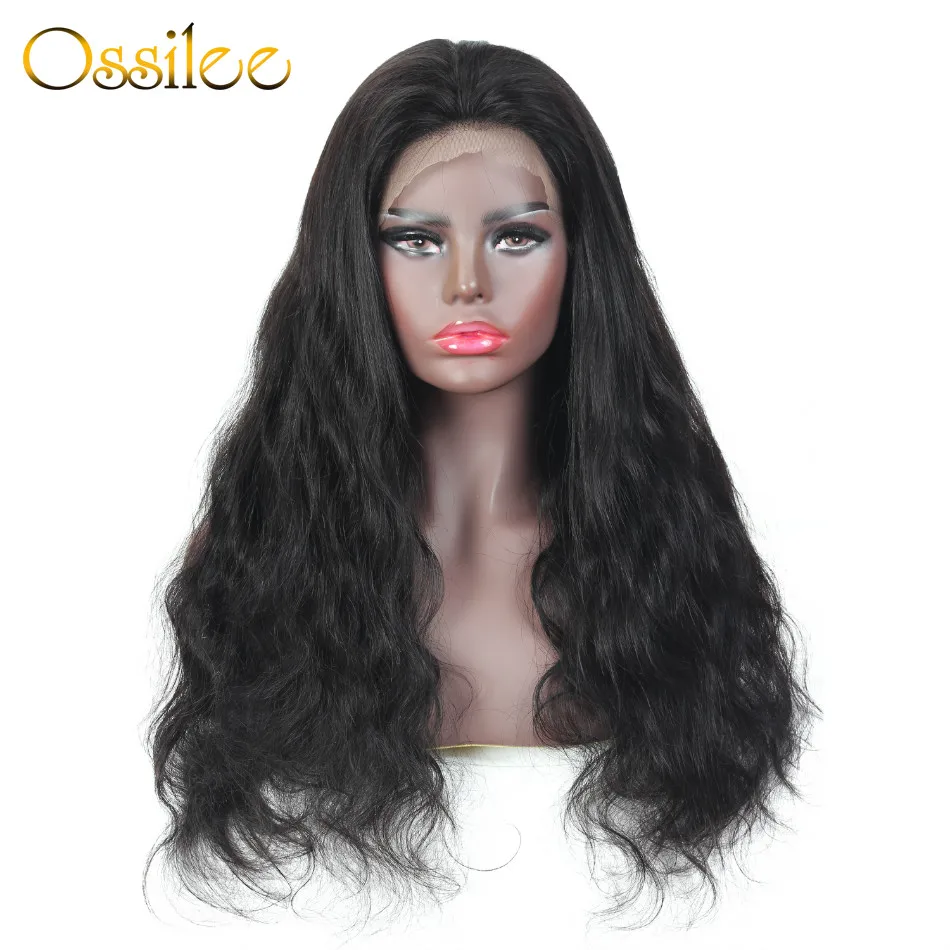 Ossilee объемная волна Синтетические волосы на кружеве парик человеческих волос парики бразильских Волосы remy 13x4 кружево парики 150% Плотность
