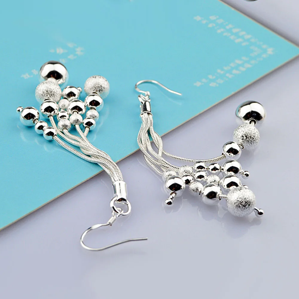 Günstig 925 sterling silber ohrring für frauen. runde perlen ohrringe schmuck. vintage lange tropfen ohrringe. frauen mode ohrringe geschenke!