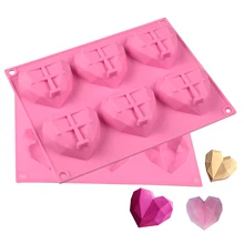 

Cake Molds Silicone Bakeware 3D Diamond Love Heart Shape Chiffon Jelly Pudding Mousse Soap Pink Pastry Tools Kitchen accessories
