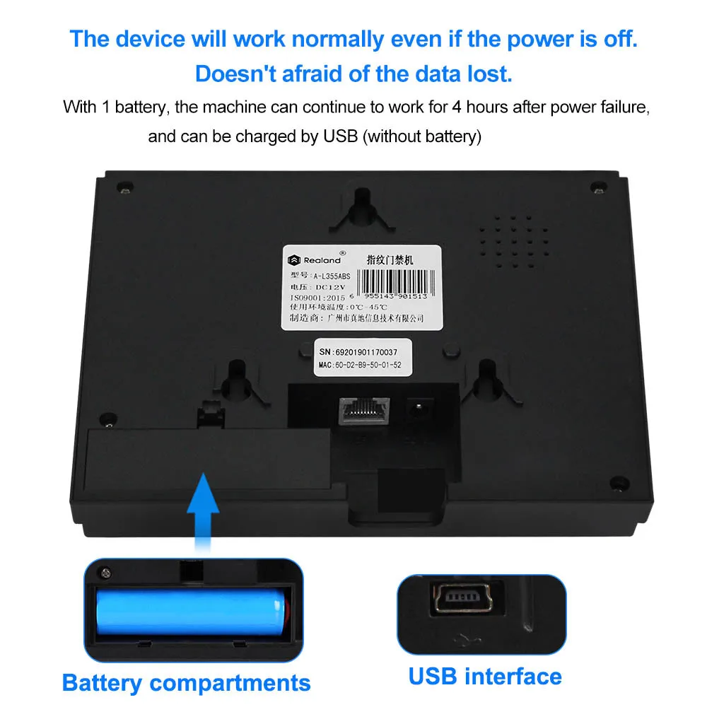 2.8 inch Biometric Fingerprint Machine TCP/IP WIFI Employee Time Attendance System Clock RFID Card Password Check-in Recorder
