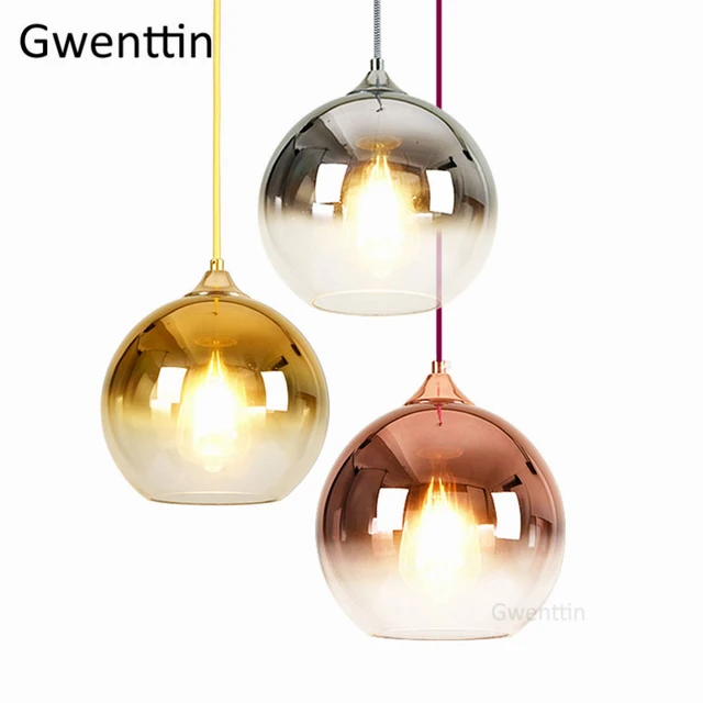 $US $54.03 Gold Led Pendant Lights Modern Mirror Glass Hanging Lamp for Living Room Bedroom Kitchen Light Fixtures Suspension Luminaire E27