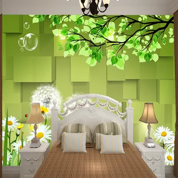 

3DLarge bump stereo green nature scenery non-woven wallpaper bedroom cartoon children's room wallpaper sofa TV background wall